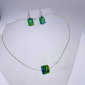 Vintage Glass Necklace and Earrings Set